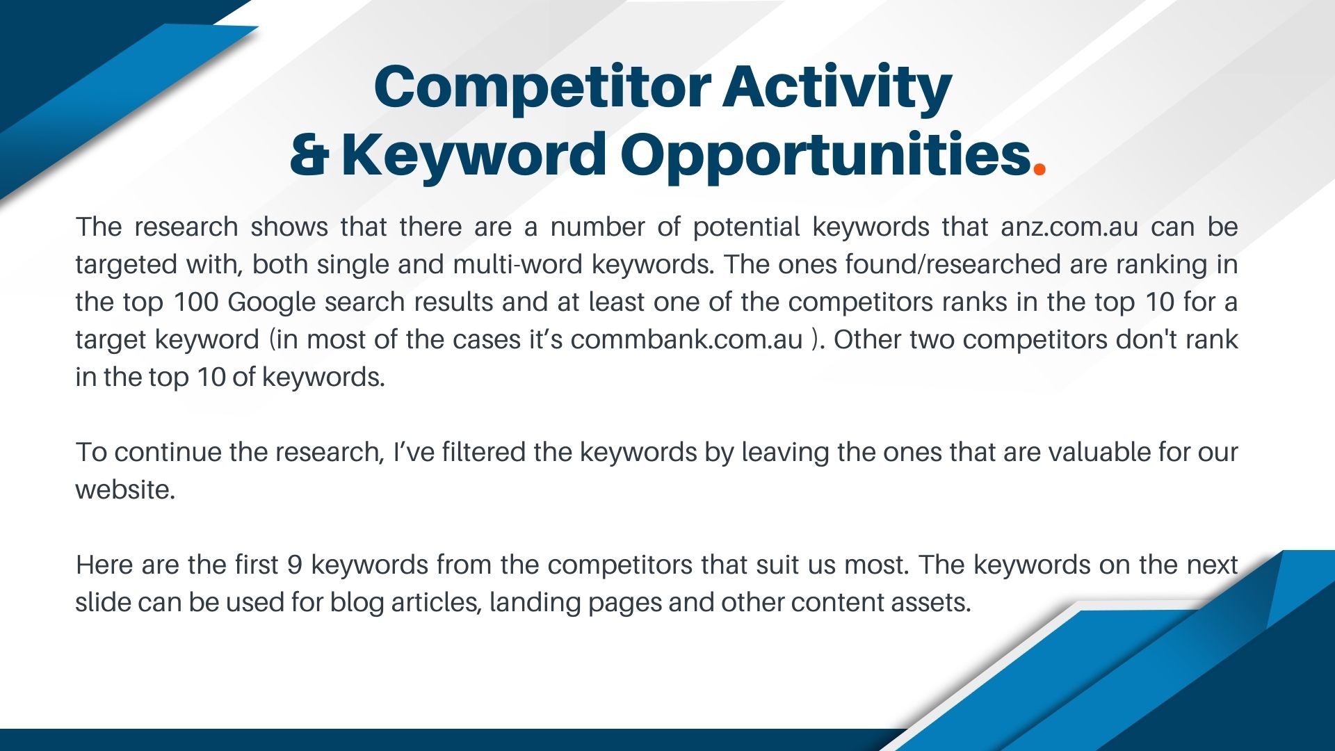 SEO for ANZ Bank Slide 37