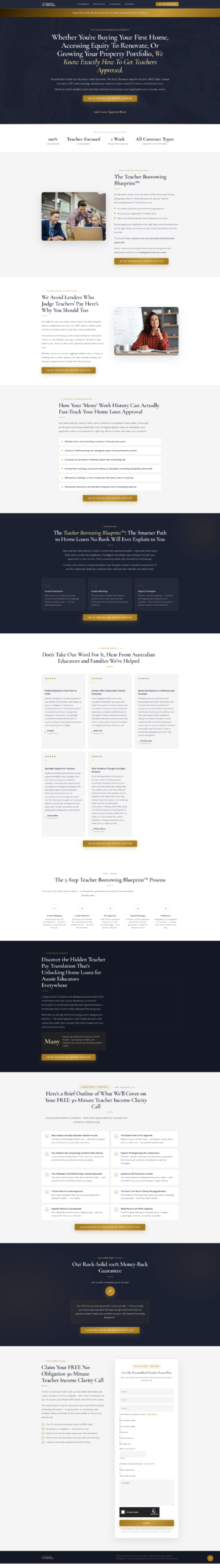 Financial services landing page example